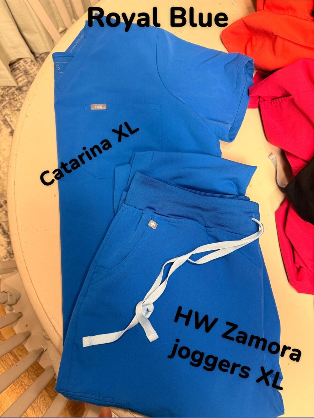 Figs Royal Blue Catarina Top & HW Zamora Joggers Set - XL